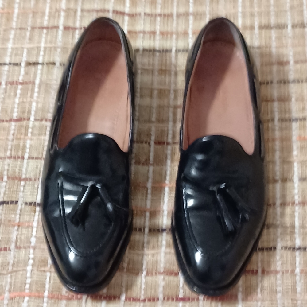JOHNSON & MURPHY OPTIMA TASSELED LOAFERS BLACK LEATHER SIZE 8.5 MED EXCELLENT